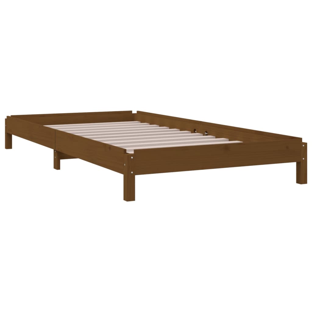 Lit empilable sans matelas marron miel 90x190cm bois pin massif