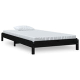 Lit empilable sans matelas noir 90x190 cm bois de pin massif