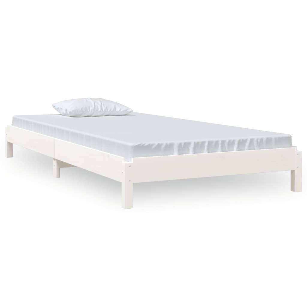 Stackable bed White 75x190 cm Solid pine wood