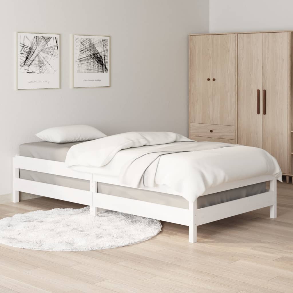 Stackable bed White 75x190 cm Solid pine wood