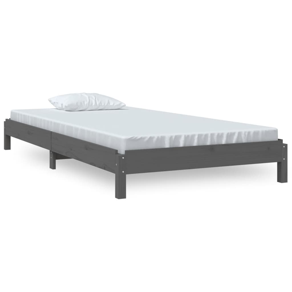 Lit empilable sans matelas gris 75x190 cm bois de pin massif