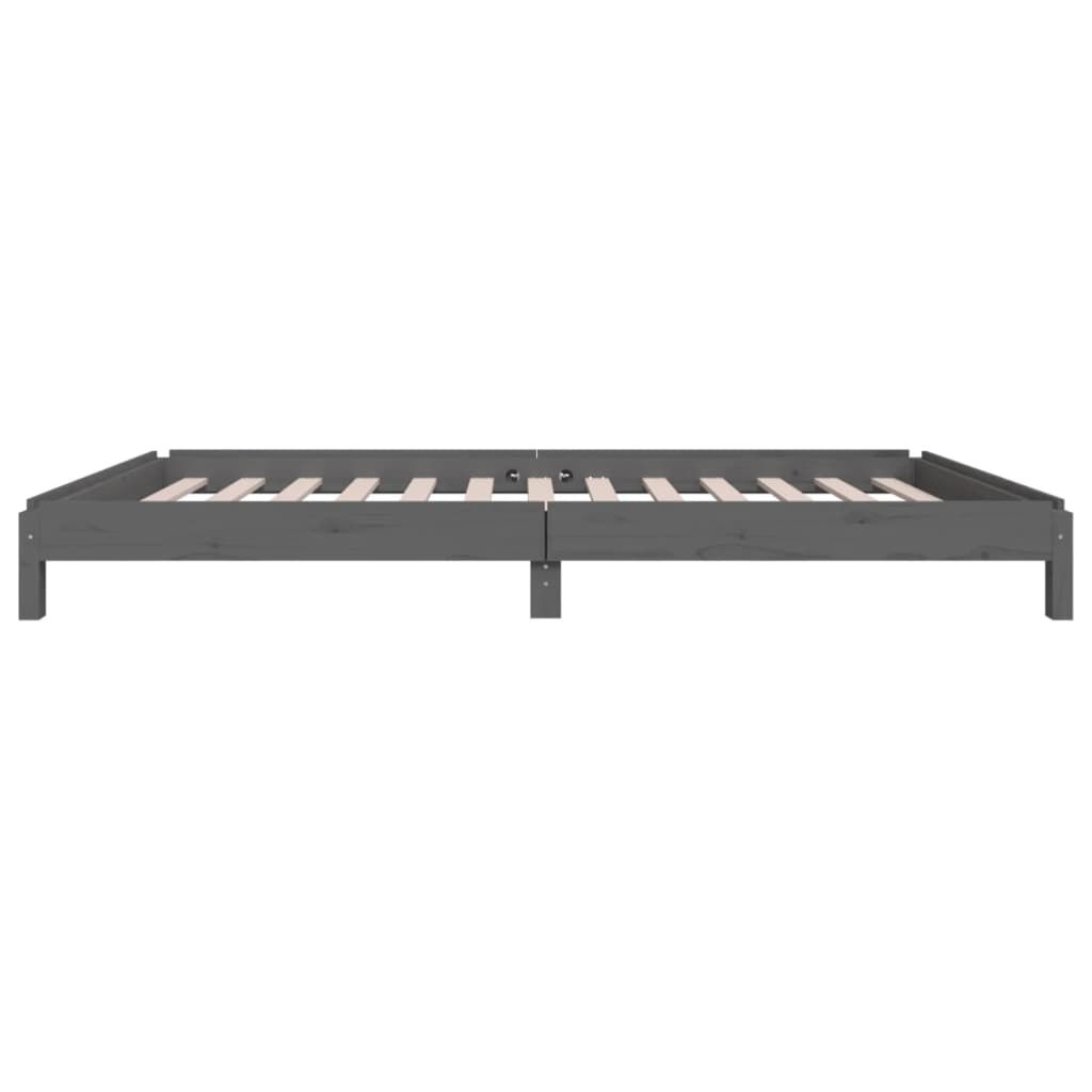 Lit empilable sans matelas gris 75x190 cm bois de pin massif