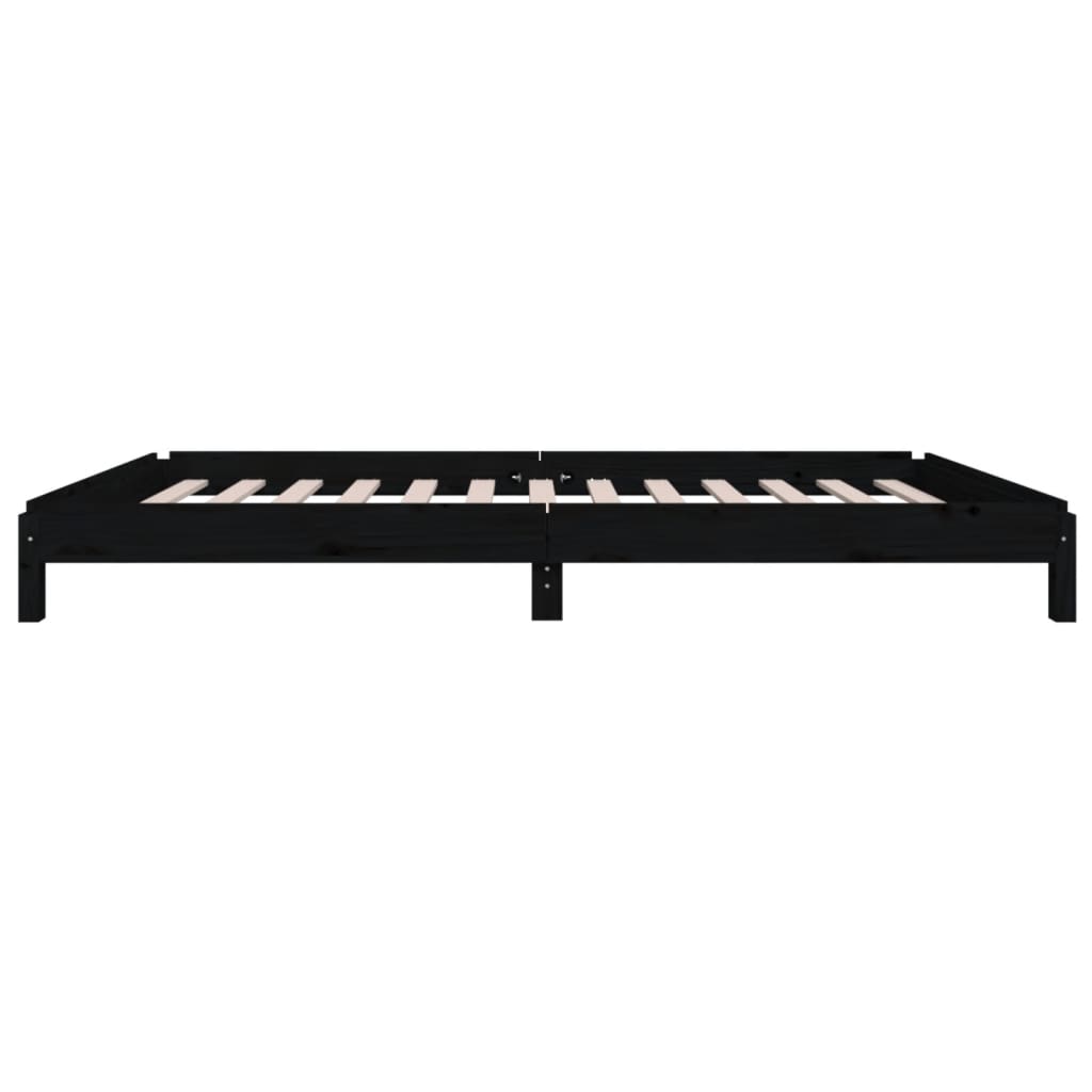 Lit empilable sans matelas noir 75x190 cm bois de pin massif