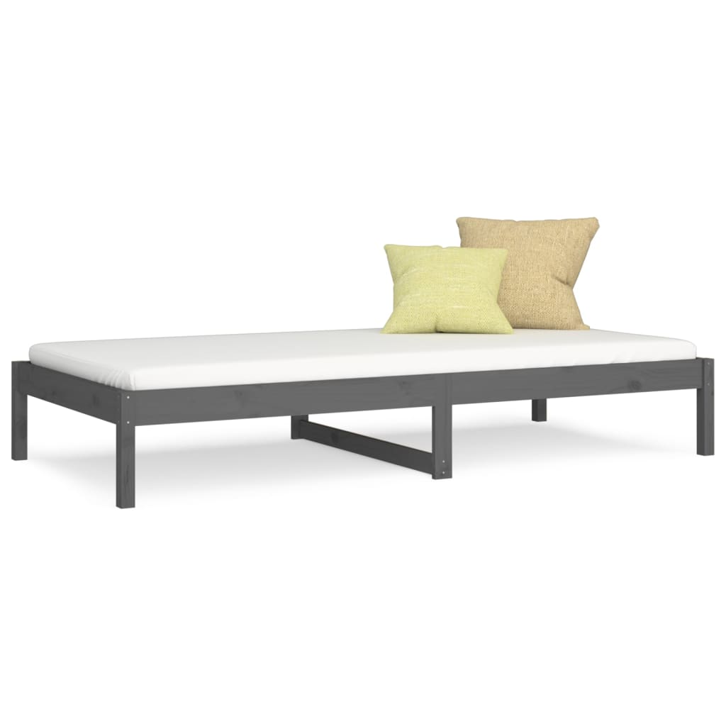 Lit de jour sans matelas gris 90x200 cm bois de pin massif