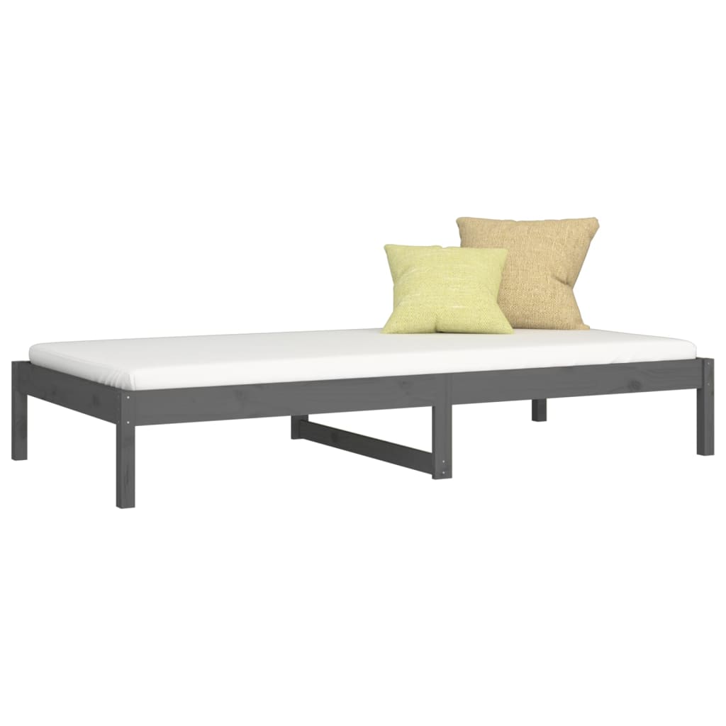 Lit de jour sans matelas gris 90x200 cm bois de pin massif