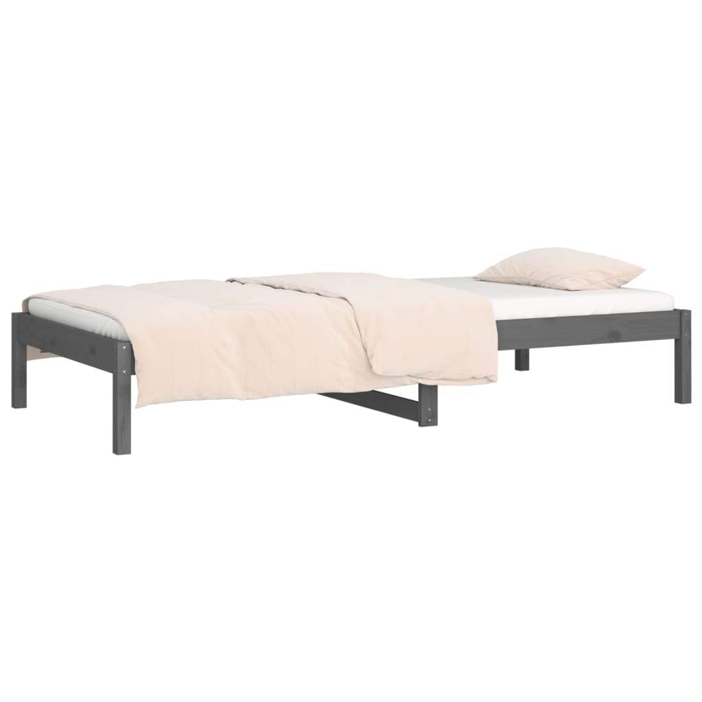 Lit de jour sans matelas gris 90x200 cm bois de pin massif