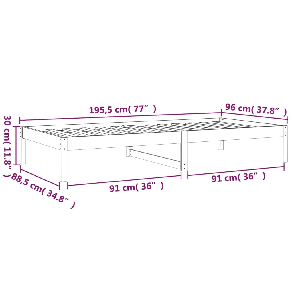 Lit de jour sans matelas blanc 90x190 cm bois de pin massif