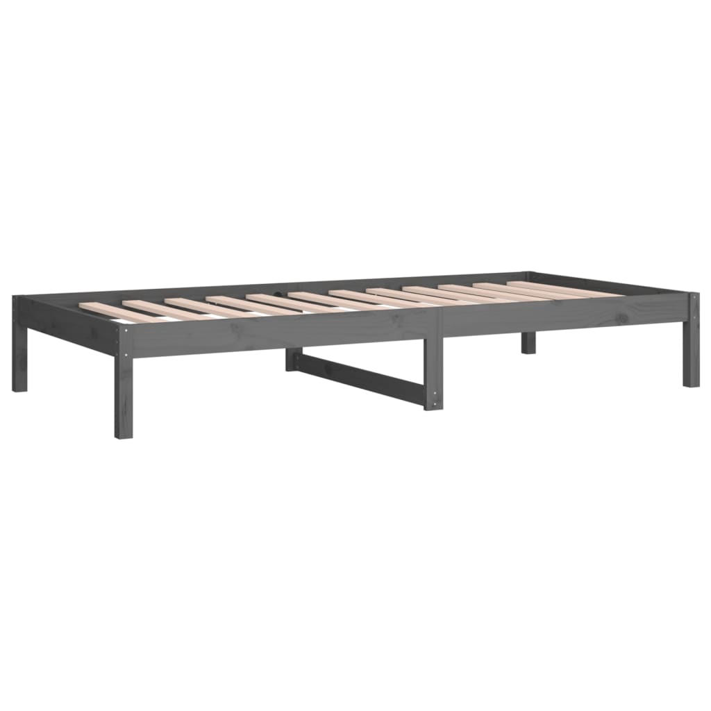 Lit de jour sans matelas gris 90x190 cm bois de pin massif