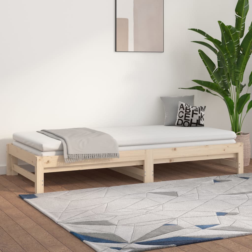 Lit coulissant sans matelas 2x(90x200) cm Bois de pin massif