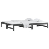 Lit coulissant sans matelas gris 2x(90x200) cm