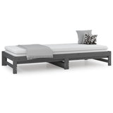 Lit coulissant sans matelas gris 2x(90x200) cm