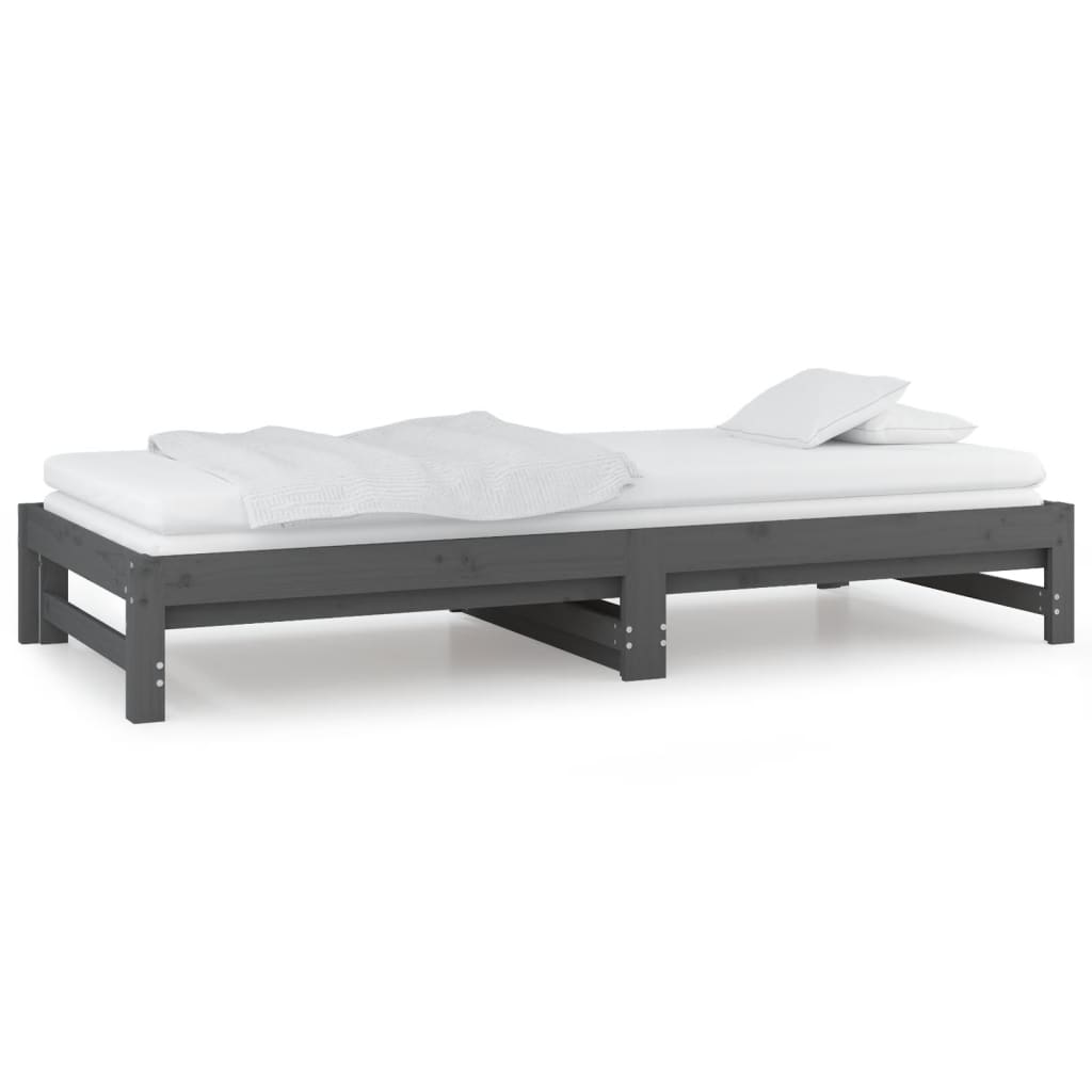 Lit coulissant sans matelas gris 2x(90x200) cm