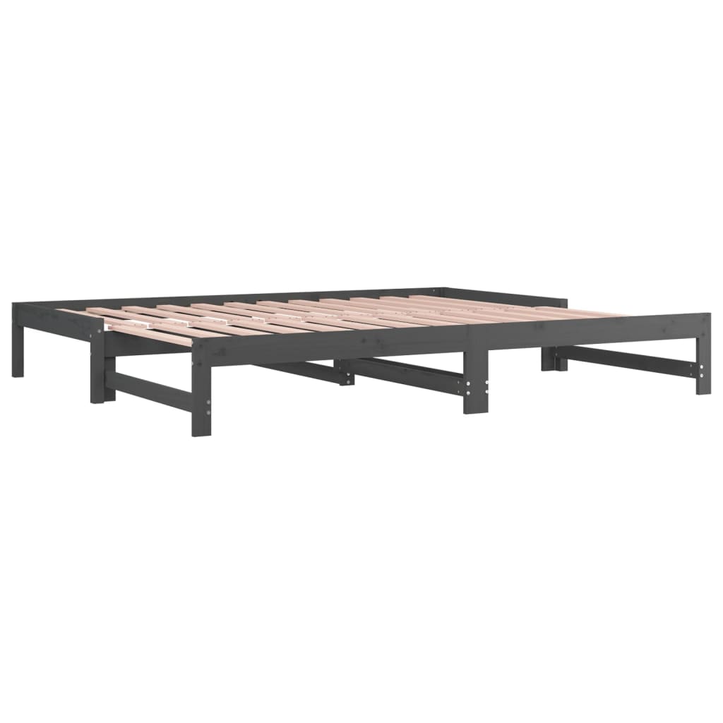 Lit coulissant sans matelas gris 2x(90x200) cm