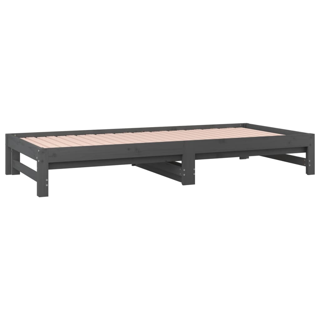 Lit coulissant sans matelas gris 2x(90x200) cm