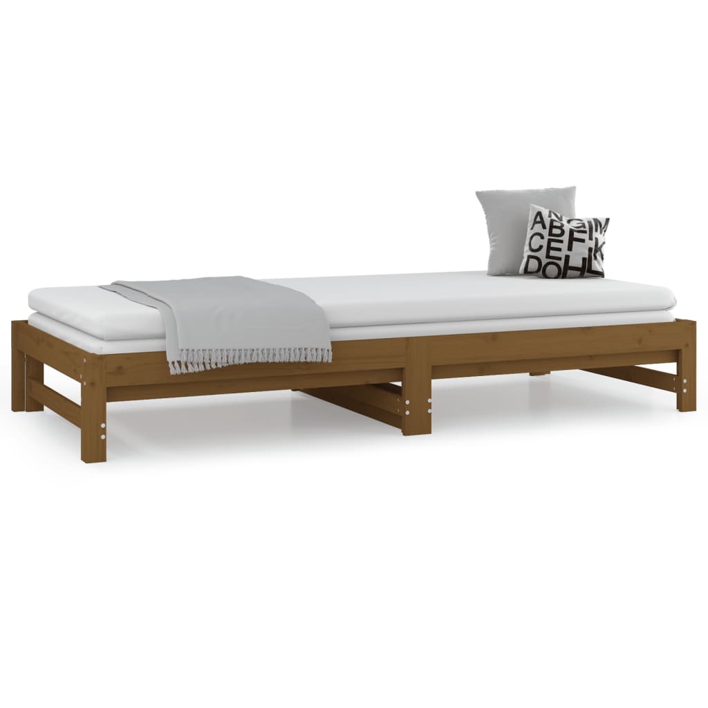 Lit coulissant sans matelas marron miel 2x(90x200) cm