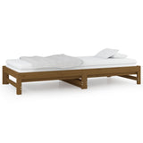 Lit coulissant sans matelas marron miel 2x(90x200) cm