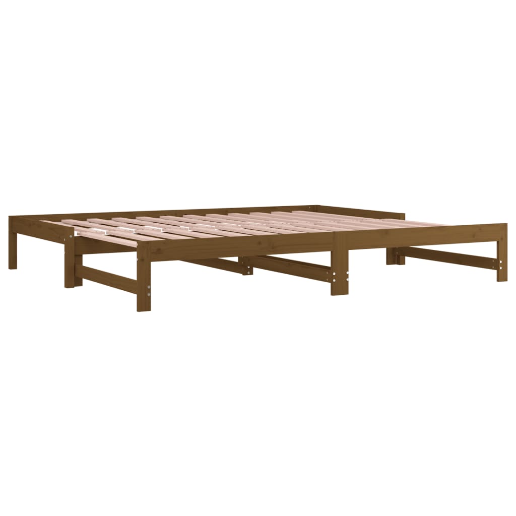 Lit coulissant sans matelas marron miel 2x(90x200) cm