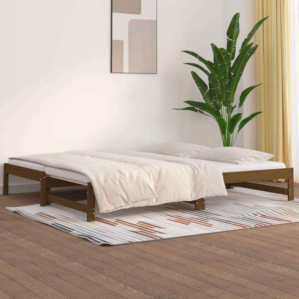 Lit coulissant sans matelas marron miel 2x(90x200) cm