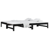 Lit coulissant sans matelas noir 2x(90x200) cm