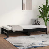 Lit coulissant sans matelas noir 2x(90x200) cm