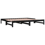 Lit coulissant sans matelas noir 2x(90x200) cm