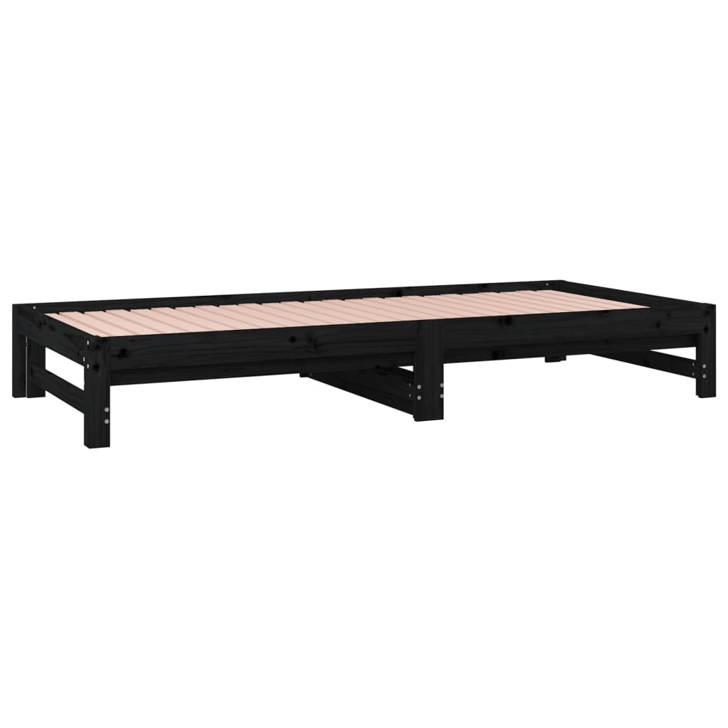 Lit coulissant sans matelas noir 2x(90x200) cm