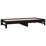 Lit coulissant sans matelas noir 2x(90x200) cm