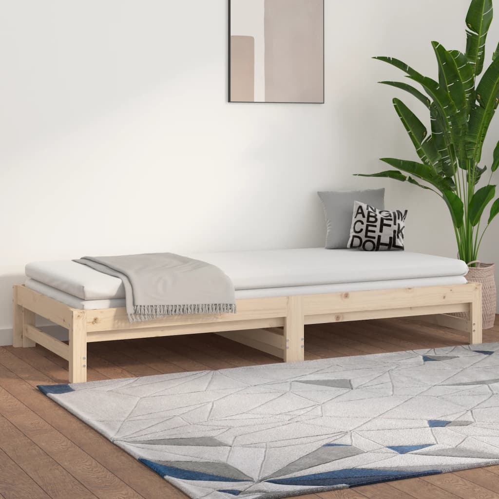 Lit coulissant sans matelas 2x(80x200) cm Bois de pin massif