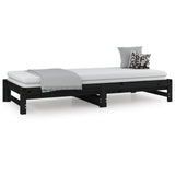 Lit coulissant sans matelas noir 2x(80x200)cm