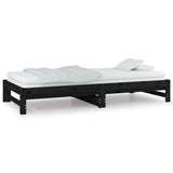 Lit coulissant sans matelas noir 2x(80x200)cm