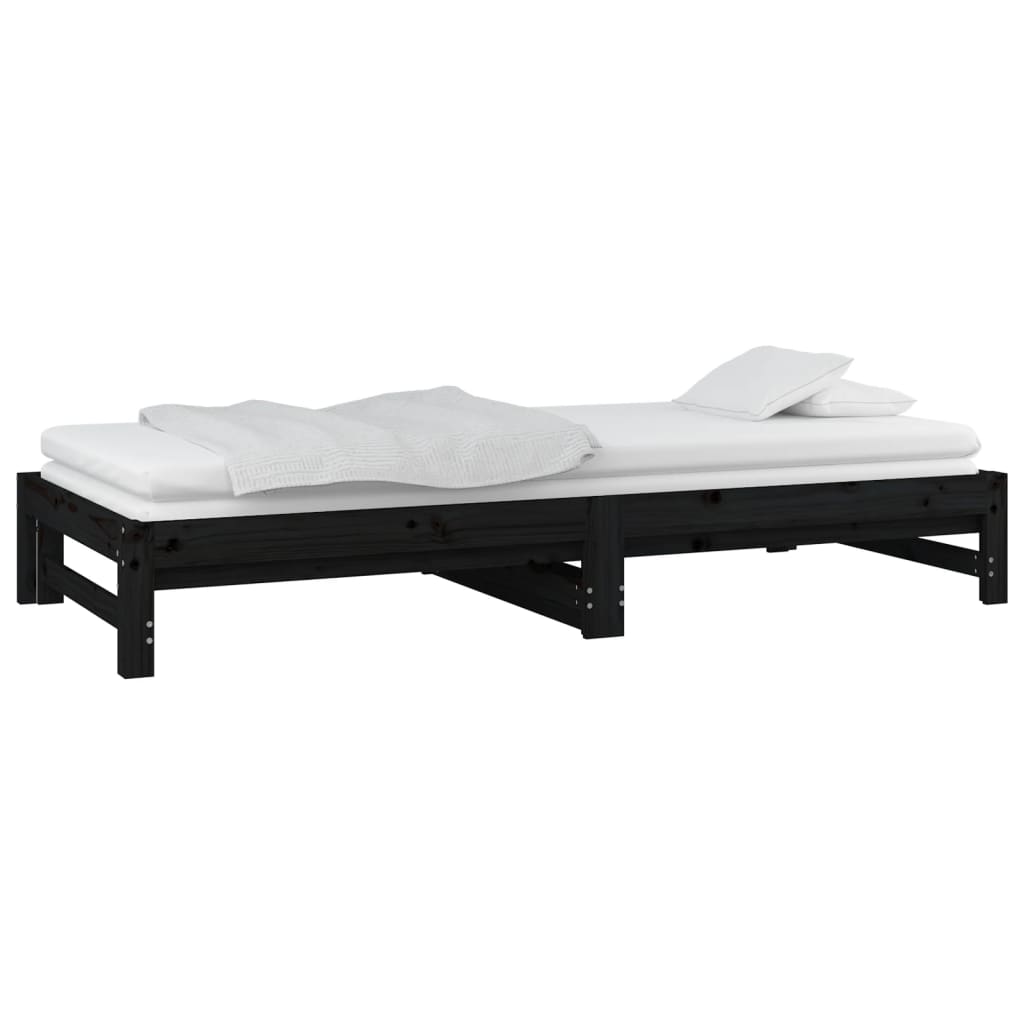 Lit coulissant sans matelas noir 2x(80x200)cm