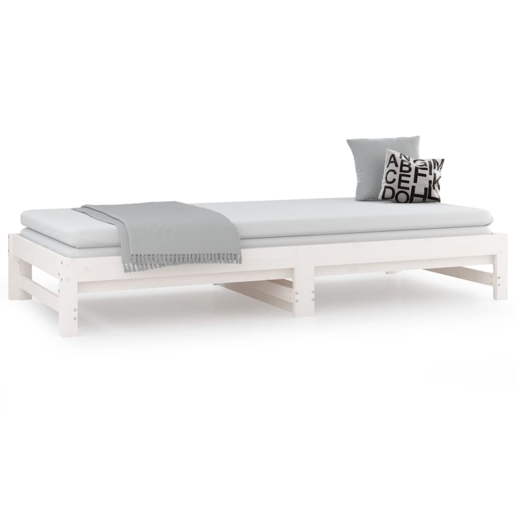 Lit coulissant sans matelas blanc 2x(90x190) cm