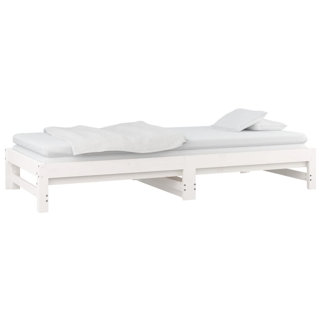 Lit coulissant sans matelas blanc 2x(90x190) cm