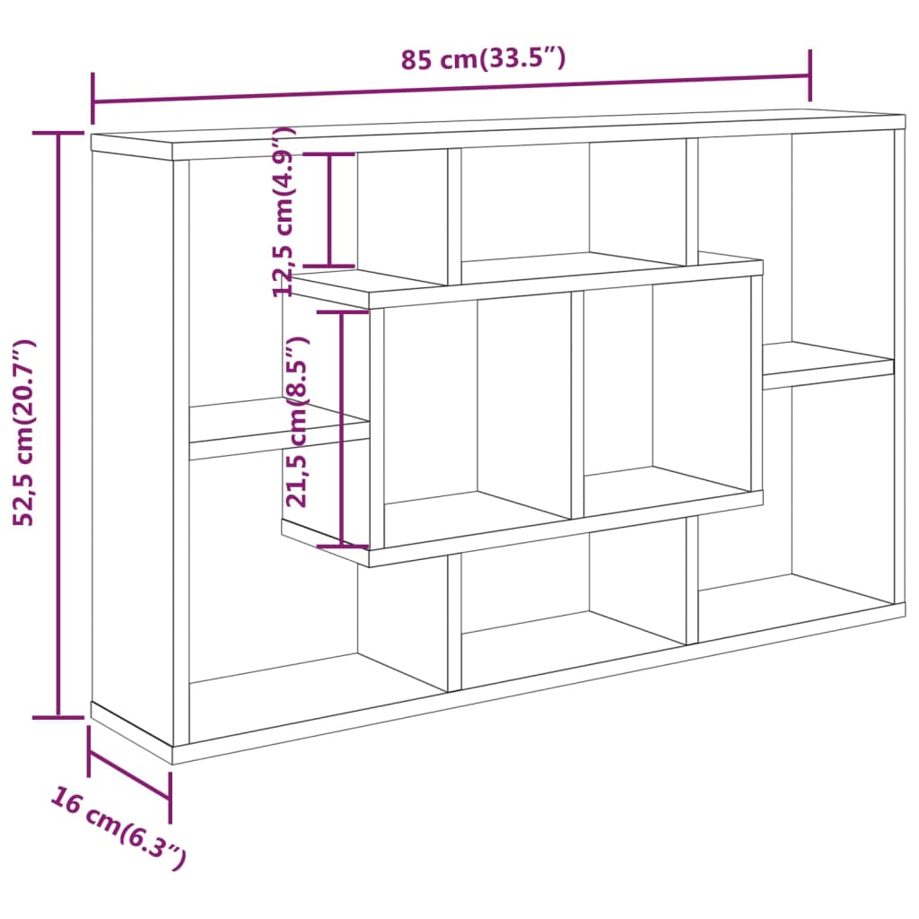 Étagère murale Chêne Sonoma 85x16x52,5 cm Bois d'ingénierie