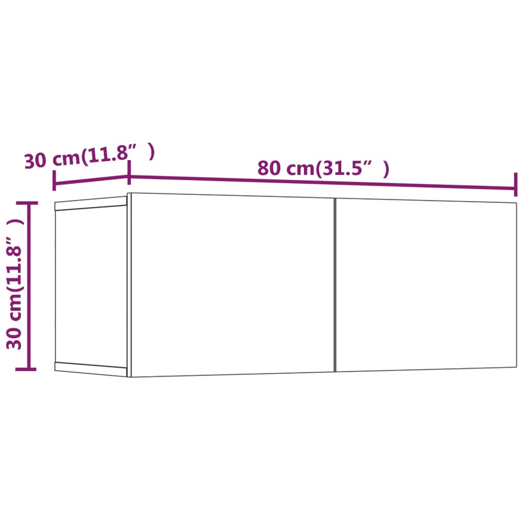 Meubles TV 2 pcs blanc 80x30x30 cm bois d'ingénierie