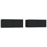 TV Cabinet 2 pcs Black 80x30x30 cm Engineered Wood