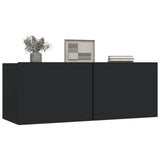 TV Cabinet 2 pcs Black 80x30x30 cm Engineered Wood