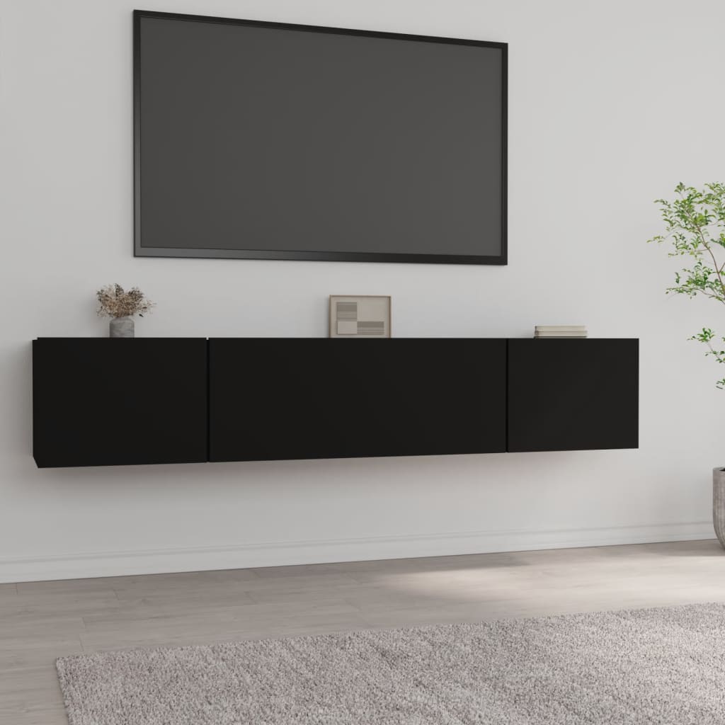 TV Cabinet 2 pcs Black 80x30x30 cm Engineered Wood