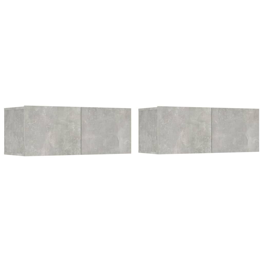 TV cabinet 2 pcs concrete gray 80x30x30 cm engineered wood