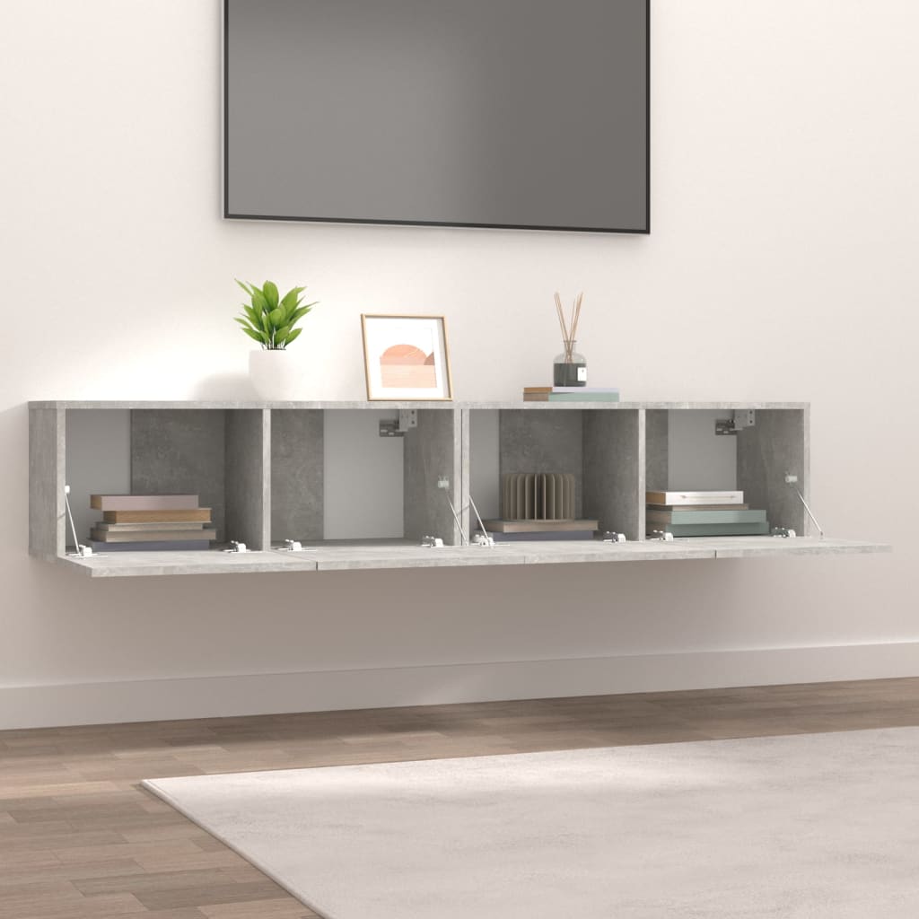 TV cabinet 2 pcs concrete gray 80x30x30 cm engineered wood