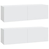 Meubles TV muraux 2 pcs blanc 100x30x30 cm bois d'ingénierie