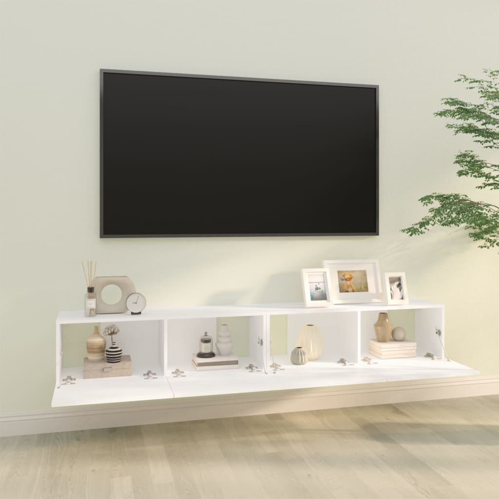 Meubles TV muraux 2 pcs blanc 100x30x30 cm bois d'ingénierie