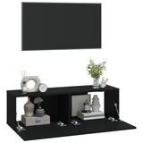 Wall mounted TV cabinets 2 pcs black 100x30x30 cm engineered wood