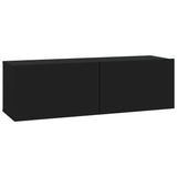 Wall mounted TV cabinets 2 pcs black 100x30x30 cm engineered wood