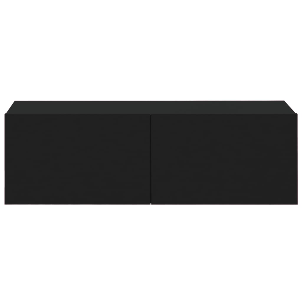 Wall mounted TV cabinets 2 pcs black 100x30x30 cm engineered wood