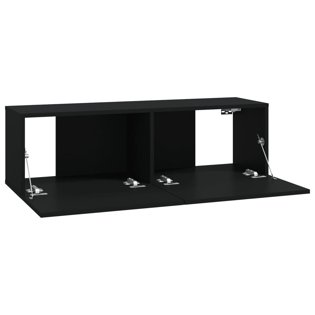 Wall mounted TV cabinets 2 pcs black 100x30x30 cm engineered wood