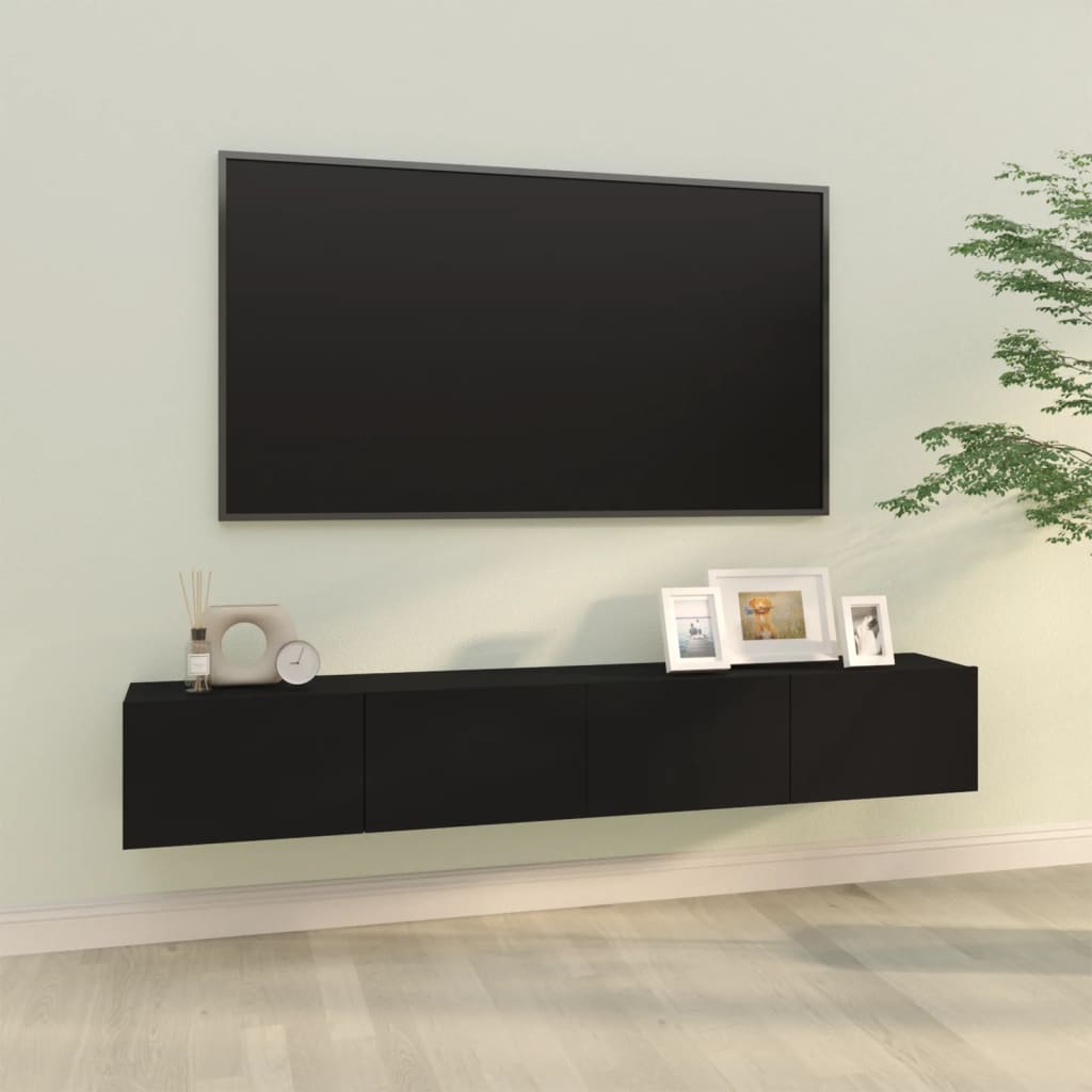 Wall mounted TV cabinets 2 pcs black 100x30x30 cm engineered wood