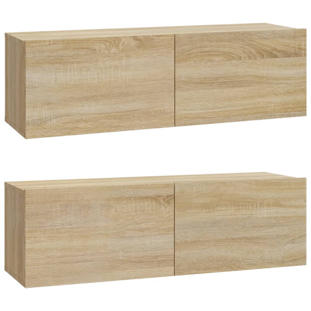 Meubles TV muraux 2pcs chêne sonoma 100x30x30cm bois ingénierie