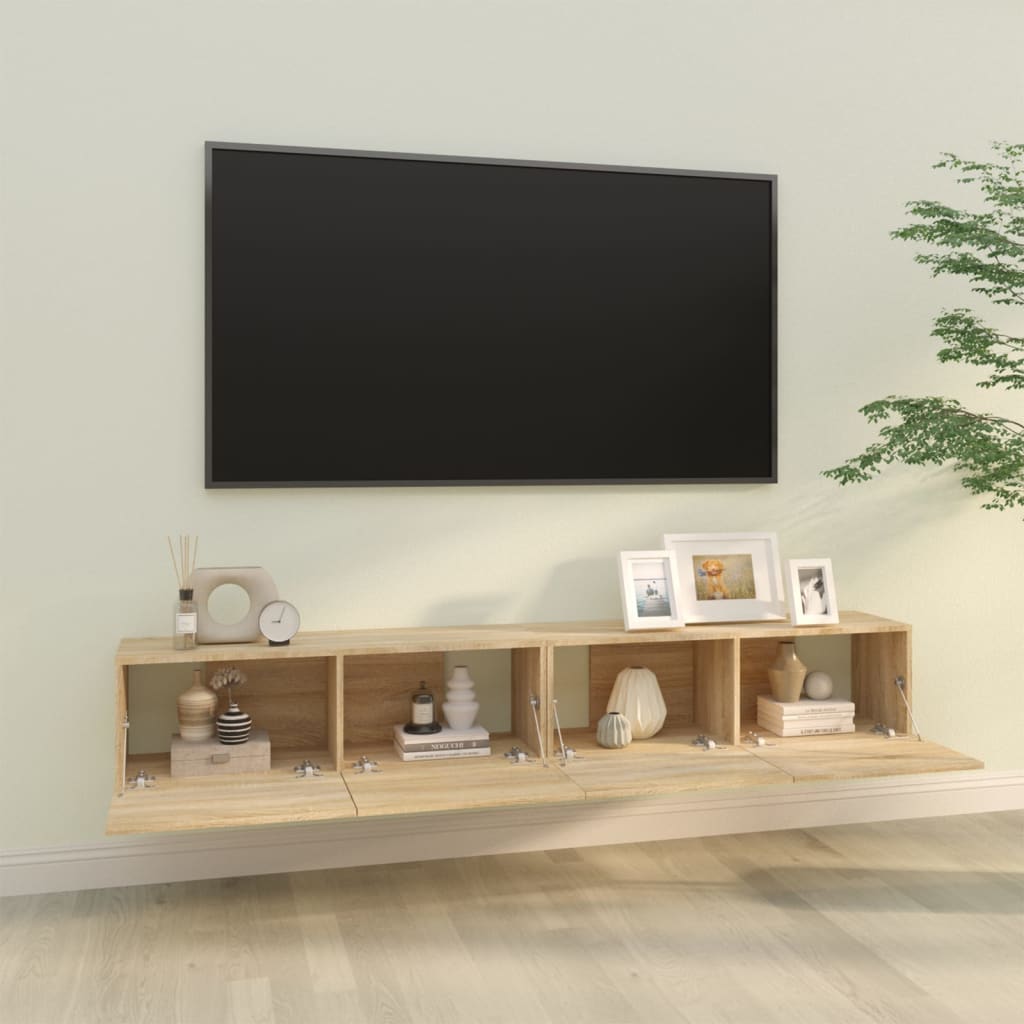 Meubles TV muraux 2pcs chêne sonoma 100x30x30cm bois ingénierie