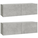 Meubles TV 2 pcs Gris béton 100x30x30 cm Bois d'ingénierie